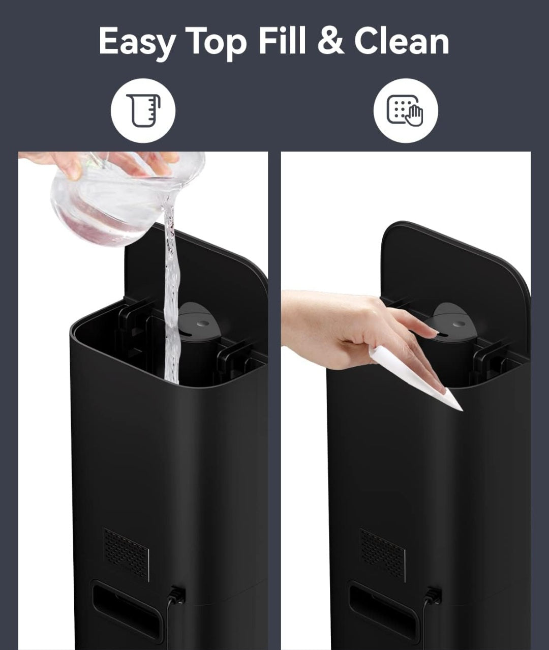 Humidifiers Large Room Bedroom with 7 Colors Light, 2.1Gal(8L) 3 Speed Quiet Ultrasonic Cool Mist Humidifier with 360° Nozzle, Humidity Setting, Timer,Aroma Box for Home Plant Baby Yoga Sleep (Black)