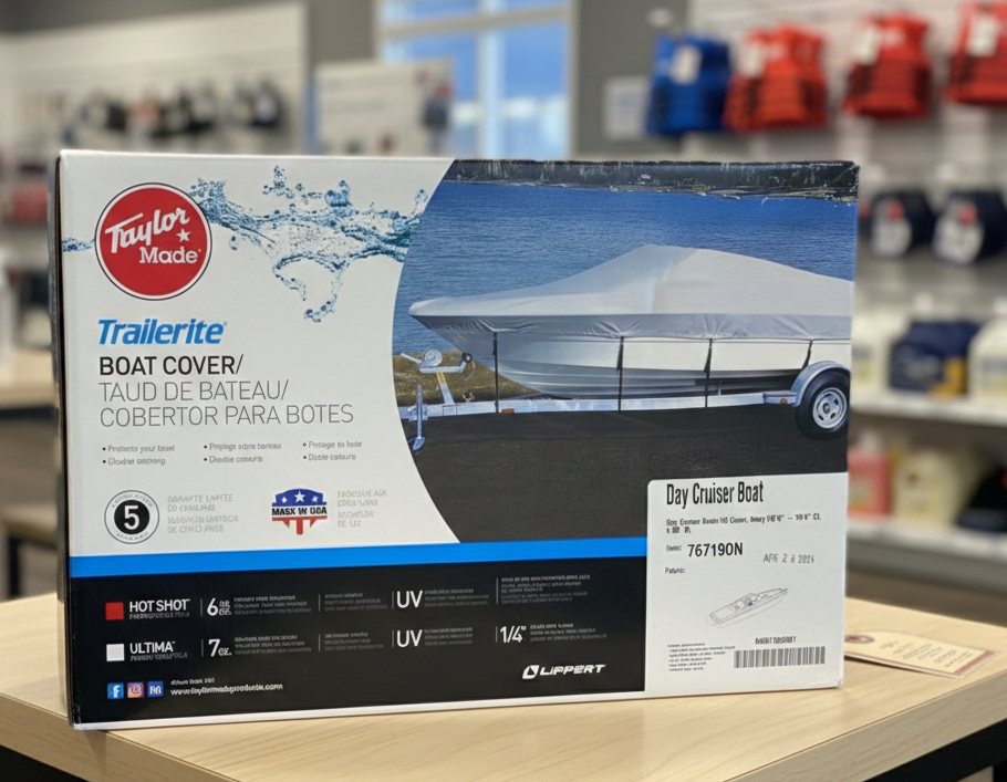 Taylor Made Products Trailerite Semi-Custom Boat Cover for Tri-Hull Boats with Outboard Motors